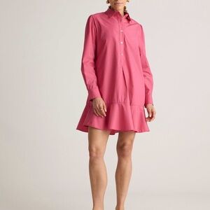 Quince 100% Organic Cotton Drop Waist Shirt Dress Lipstick Pink Women’s Medium